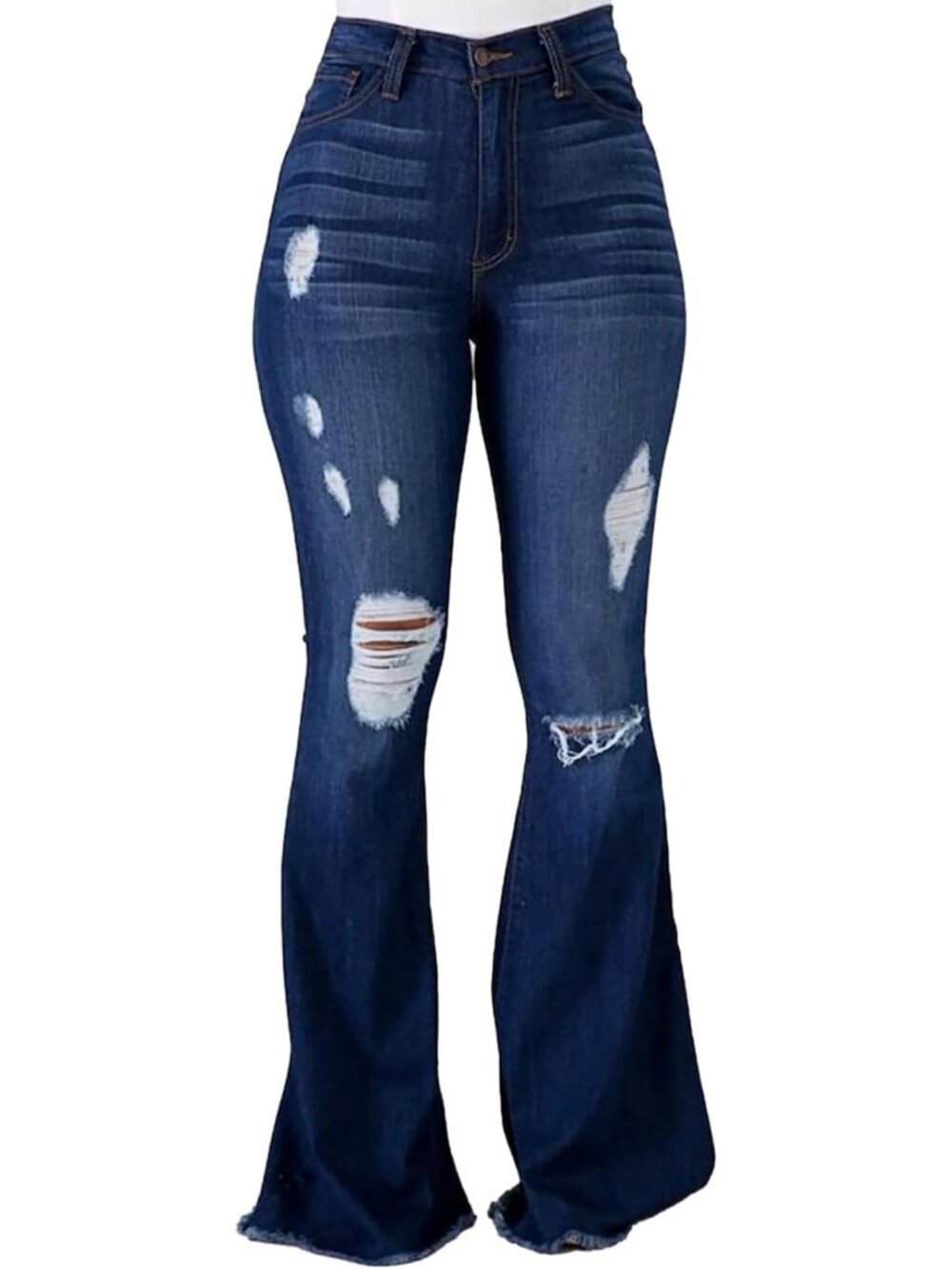 Vintage High Waist Flare Jeans for Women | 90s Distressed Bell Bottoms, Ripped